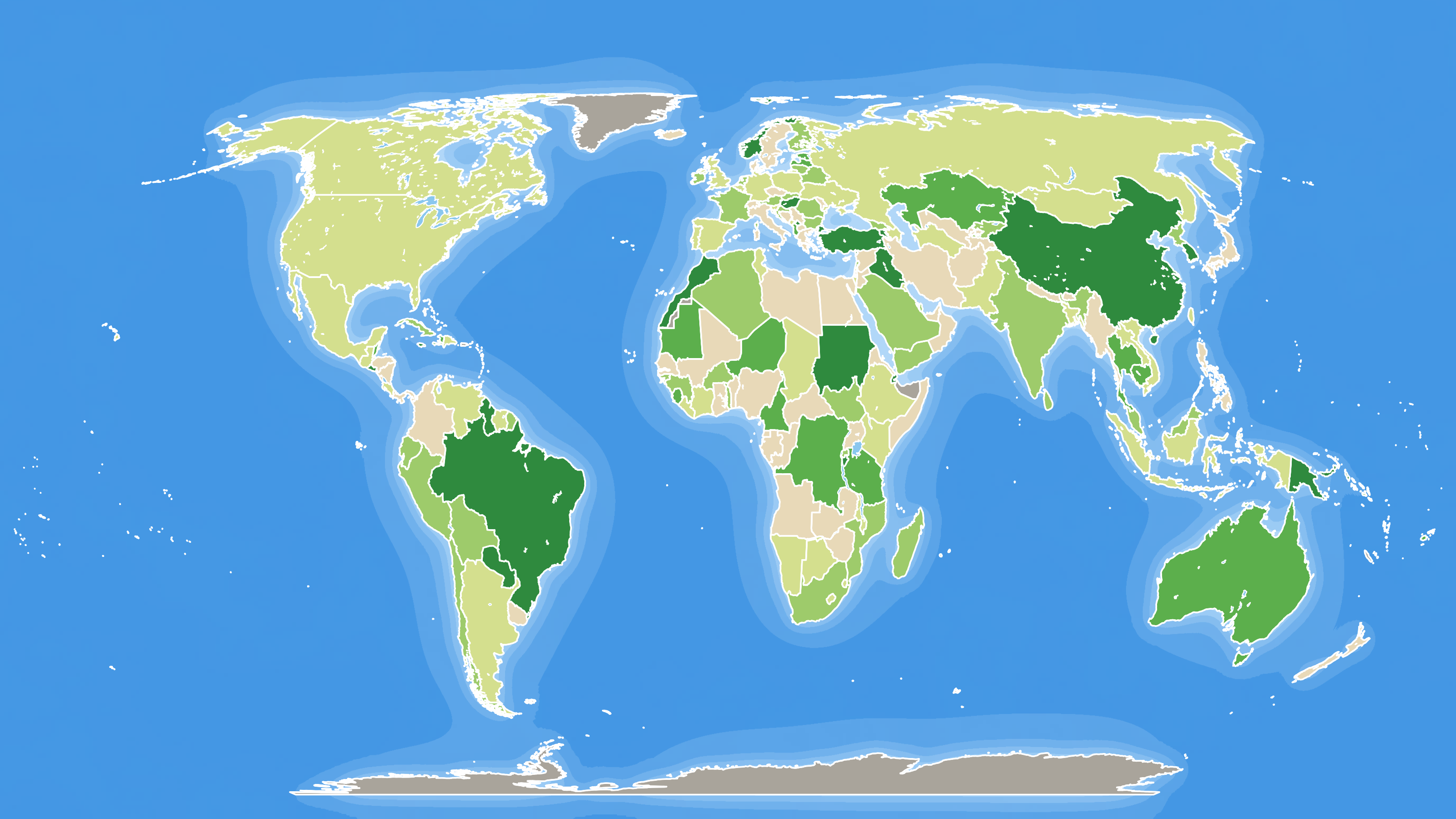 World map where every country is shaded by how well you know it